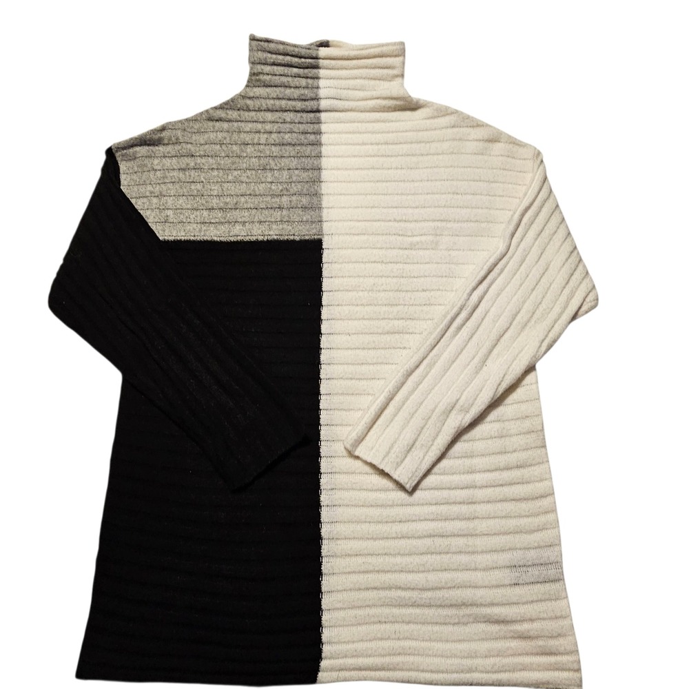 AGB Womens Small Color Block Mock Neck Pullover Ribbed Knit Sweater‎